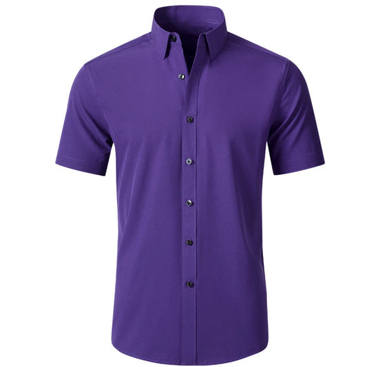 Men's Business Shirt Casual Slim Shirts Short Sleeve Button Down Tops Blouse