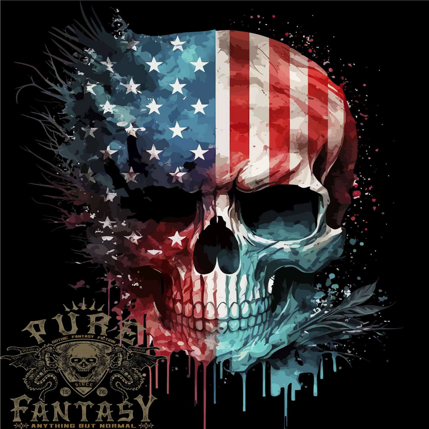 American Flag Skull USA Biker Motorcycle Veteran Mens Light Cotton T-Shirt