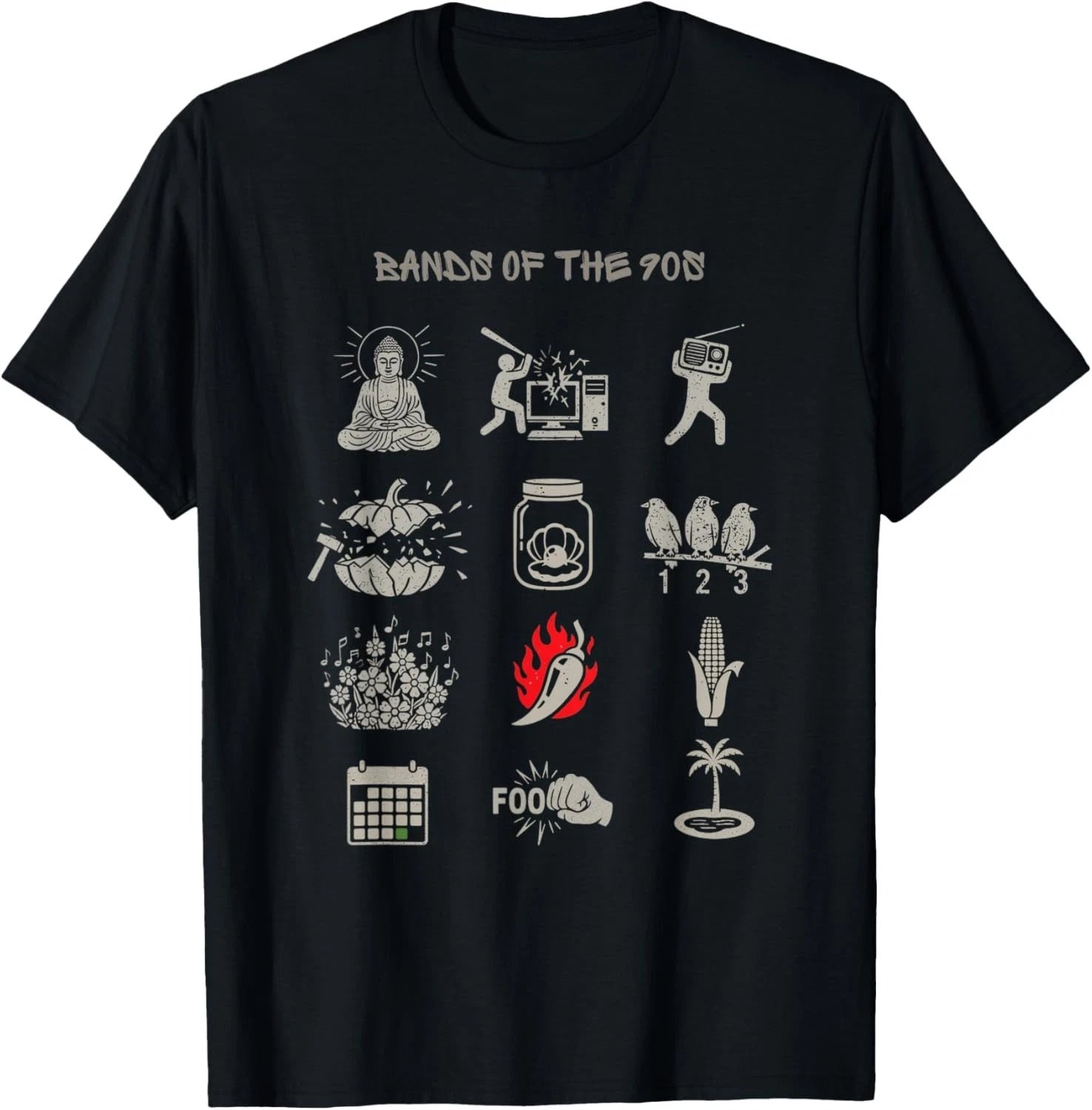 Vintage Popular Bands of The 90s Funny Retro Rock Minimalist T-Shirt unisex Tee