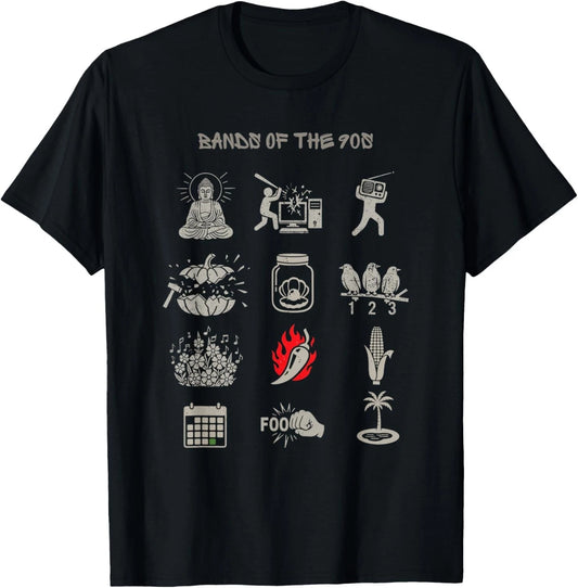 Vintage Popular Bands of The 90s Funny Retro Rock Minimalist T-Shirt unisex Tee
