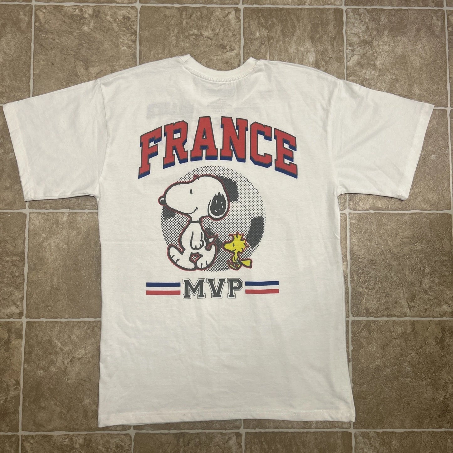 Adult France  Soccer Peanuts Graphic 2026 T-Shirt MVP Size Large White