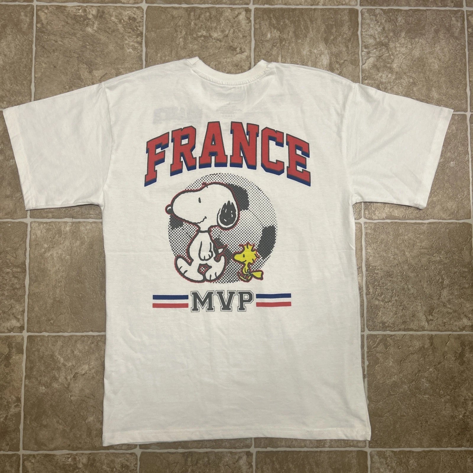 Adult France  Soccer Peanuts Graphic 2026 T-Shirt MVP Size Large White