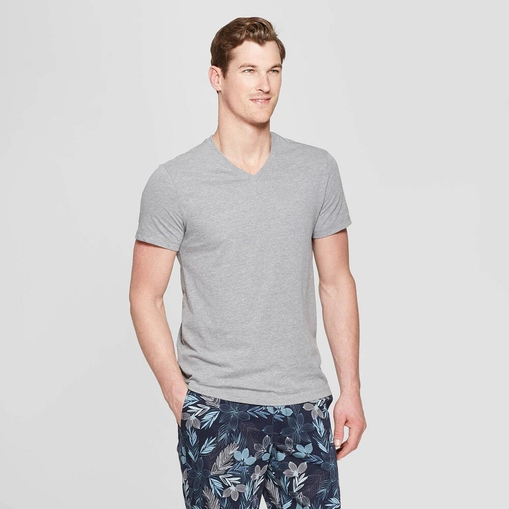 Goodfellow Men's Standard Fit Short Sleeve Lyndale V-Neck T-Shirt Large Gray