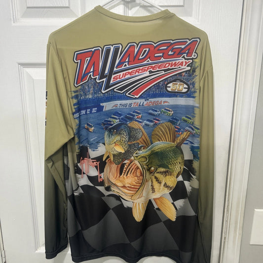 Guy Harvey Talladega Superspeedway Long Sleeve Shirt Mens Medium Stain!