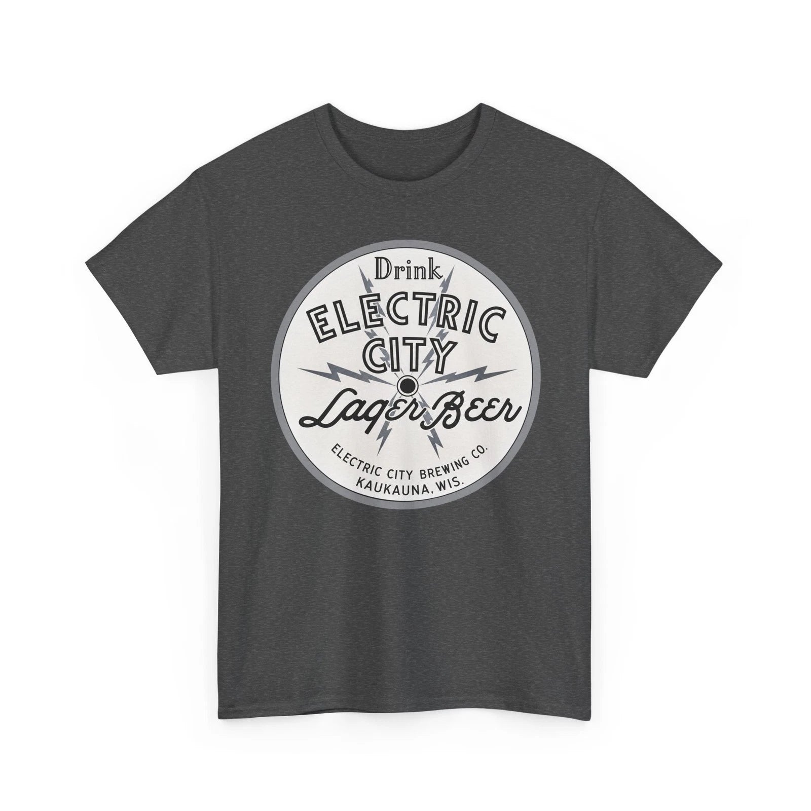 Drink Electric City Lager Beer Brewing Co. Kaukauna WI Retro Breweriana T-Shirt