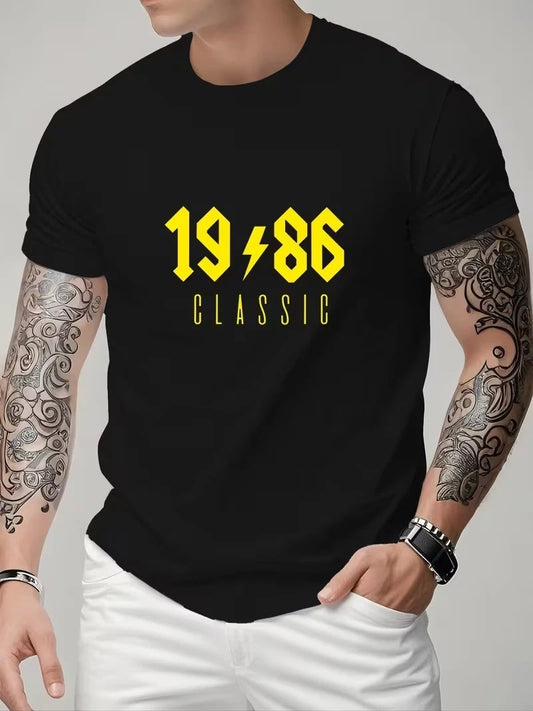 Personalized 1986 T-Shirt Custom Retro Graphic Tee for Men
