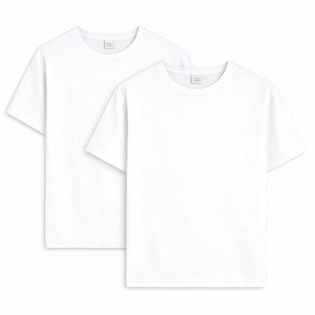 Men’s Cotton Crew Neck T-Shirt White – 2 Pack - Premium Soft Regular Fit