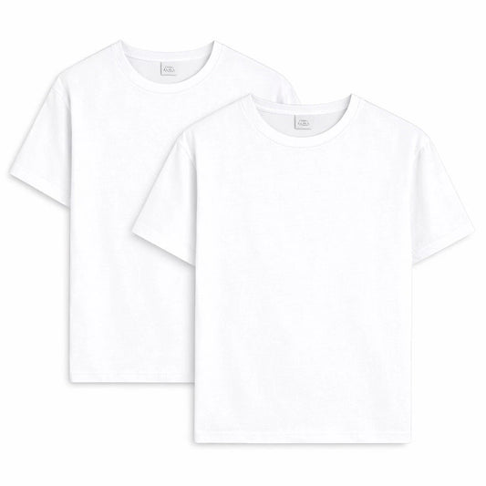 Men’s Cotton Crew Neck T-Shirt White – 2 Pack - Premium Soft Regular Fit