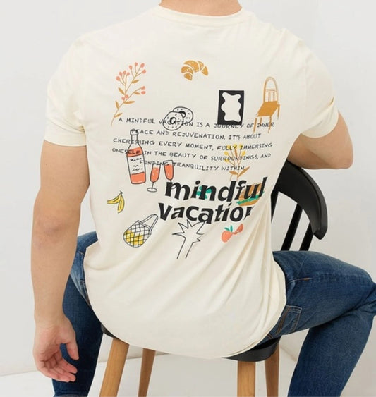 Mindful Vacation T-Shirt Waffle Motivational Inspirational Positive Tee Nwt M