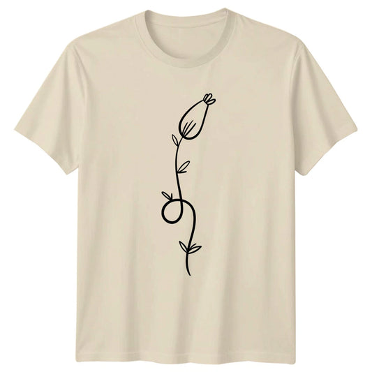 Simple Minimalist Flower Line Art T-Shirt Botanical Floral Birthday Gift