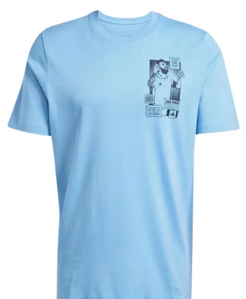 NEW Adidas Messi Icon Tee Graphic Shirt / Men’s Medium / Argentina Blue / JJ1415