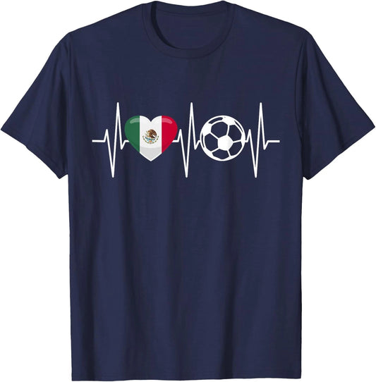 Mexico Soccer Shirt Funny Soccer Fan Heartbeat Mexican Unisex T-Shirt