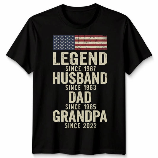 Personalized Legend Mens T Shirt Husband Dad Grandpa Father's Day Name Year