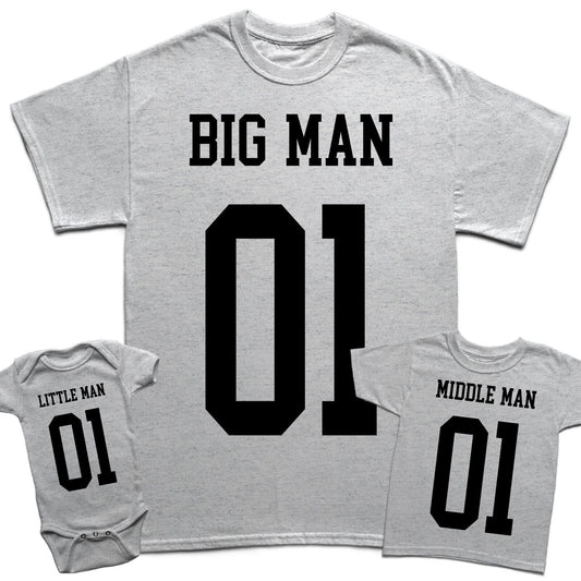Personalised Big Man Fathers Day Son Daughter Kids Baby Matching T-Shirts #FD