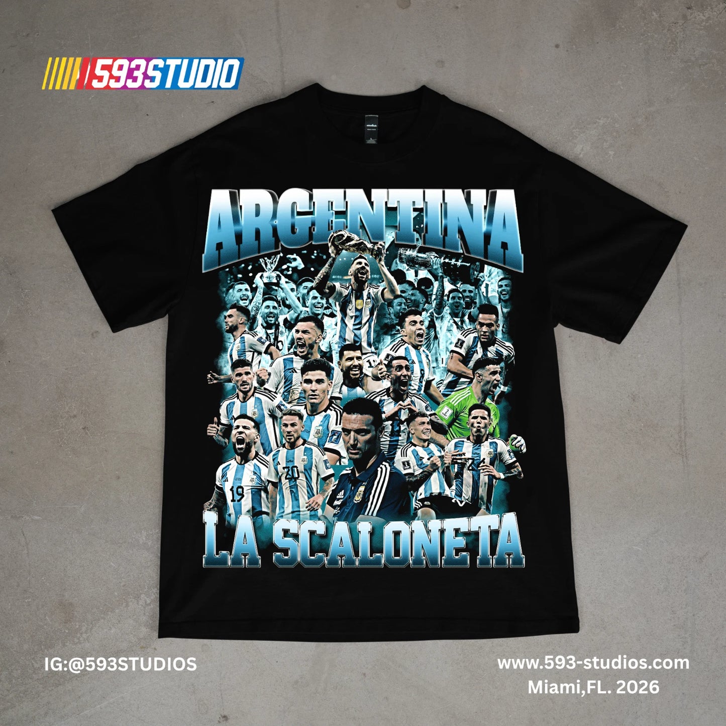 Argentina National Team La Scaloneta Graphic T-Shirt Soccer Fan Vintage Tee