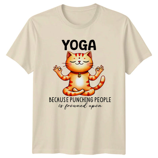 Yoga Cat Because Punching People Is Frowned Upon T-Shirt