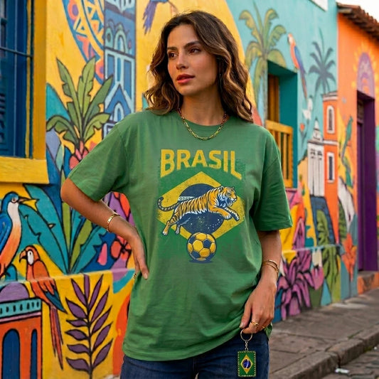 Brasil Football Fan T-Shirt A Selecao Tiger Soccer Supporter Gift