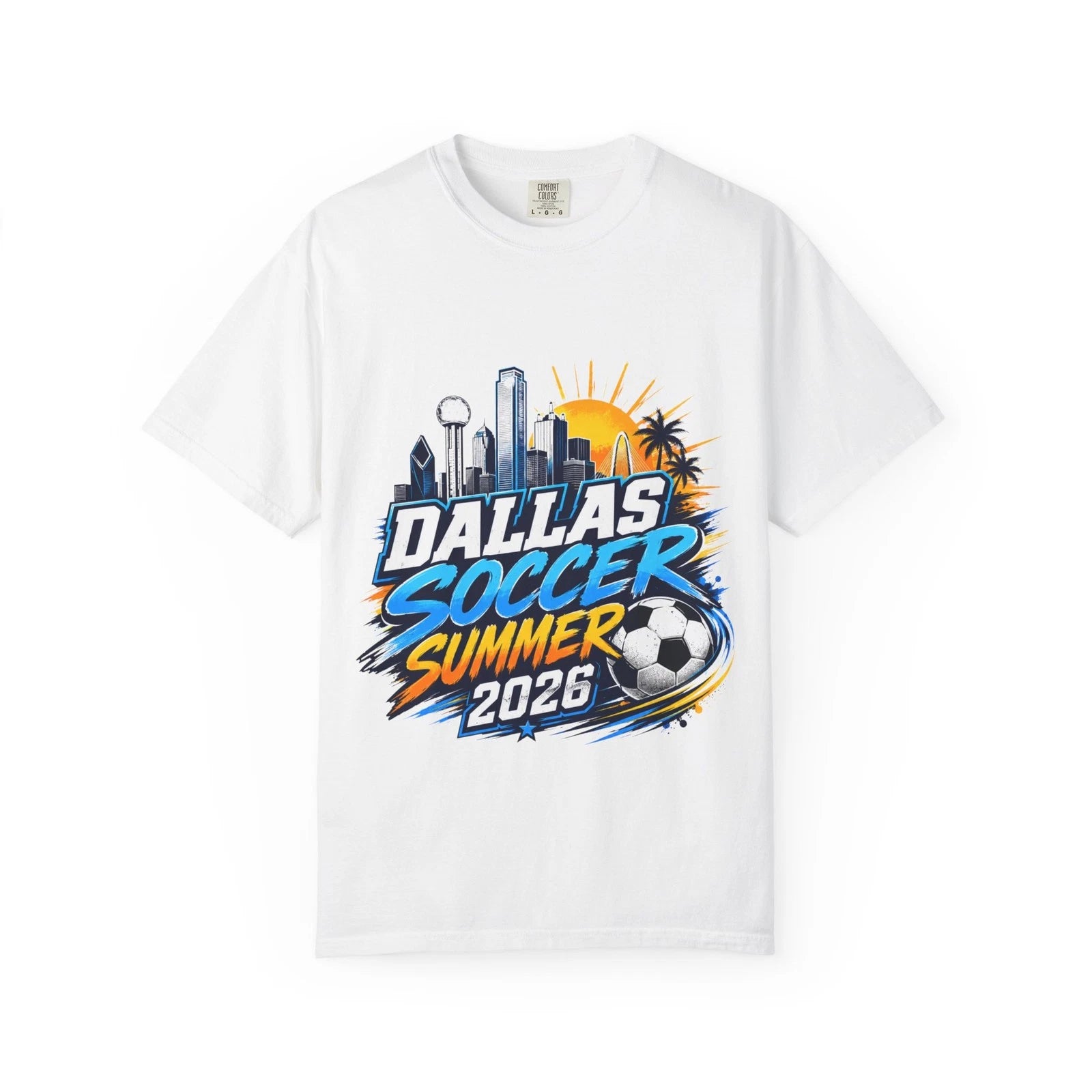 Dallas Soccer Summer 2026 T-Shirt | Soccer Ball Skyline Design