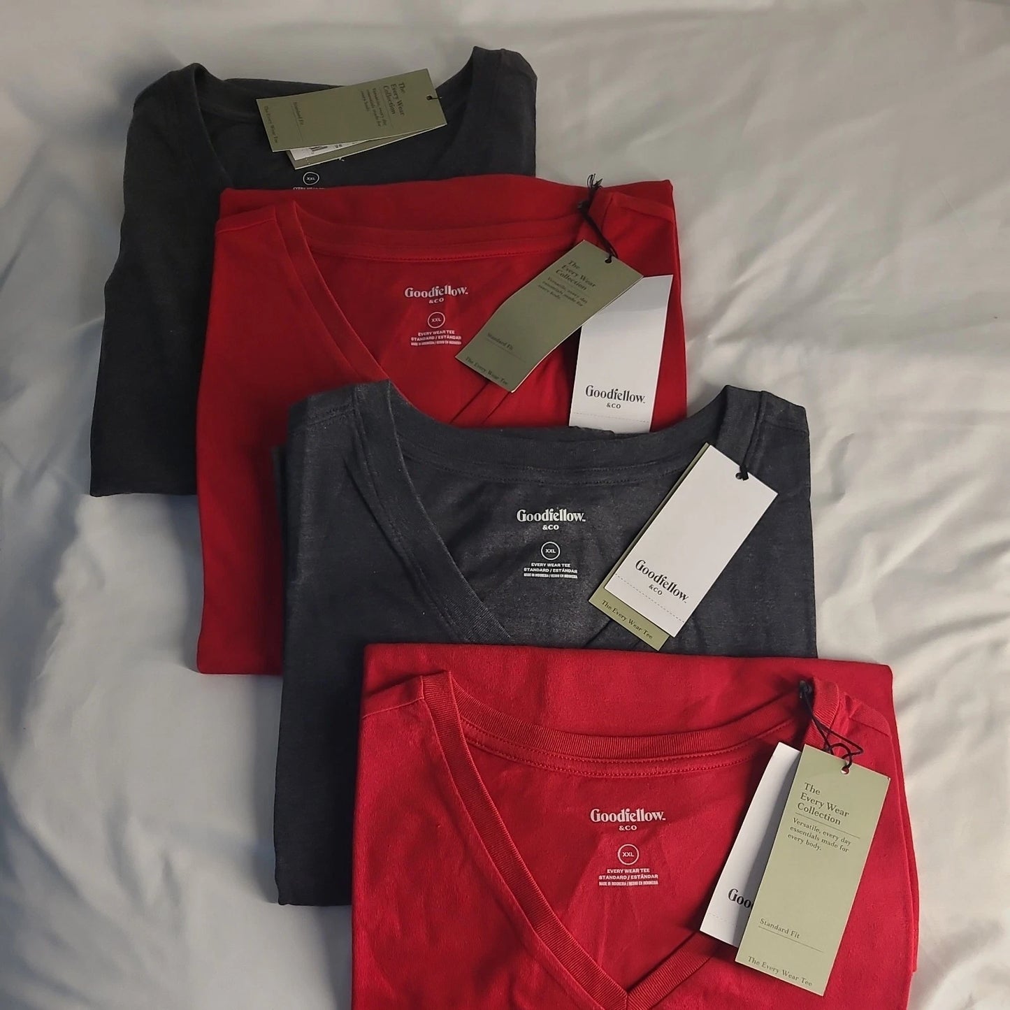 4 PACK Goodfellow & Co The Every Wear Tee Gray V-Neck T-Shirt Men's Size XXL