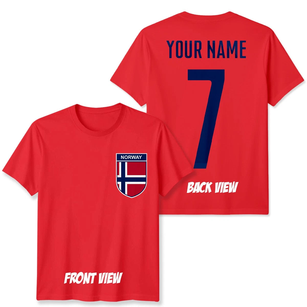 Personalised Norway Football Unisex Kids T-Shirt Name Number Tee #WC