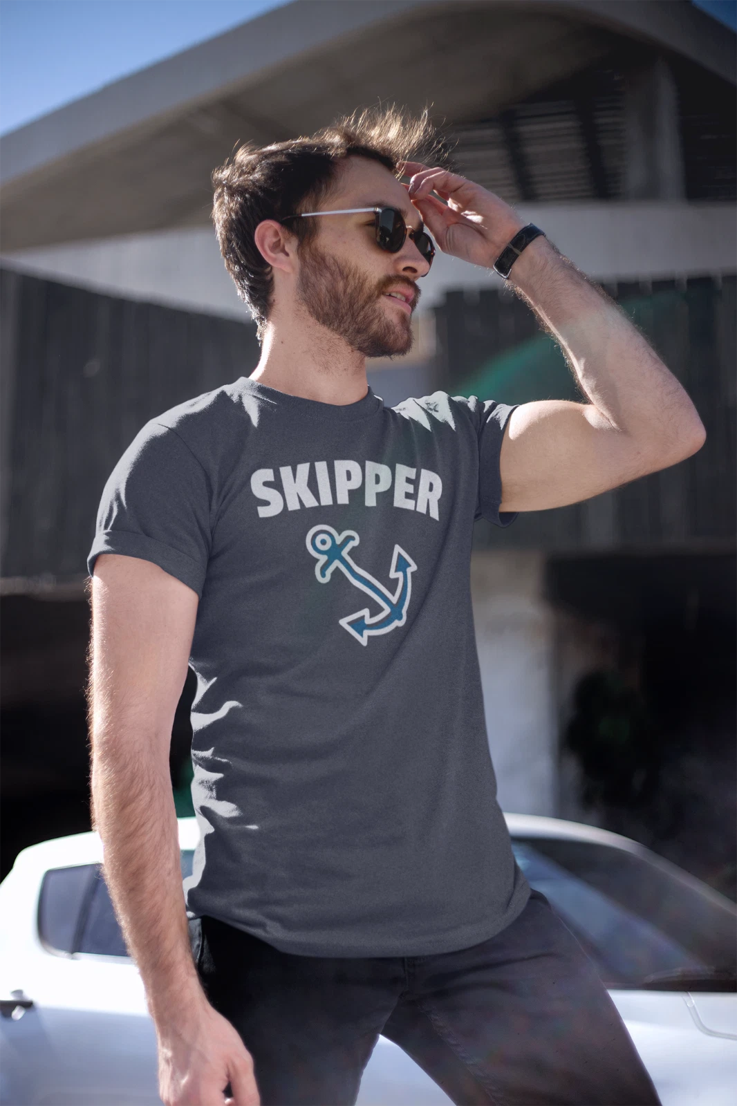 Skipper Anchor T Shirt - Sailor T Shirt - Sailing, Boating, Yachting, XS to 5XL