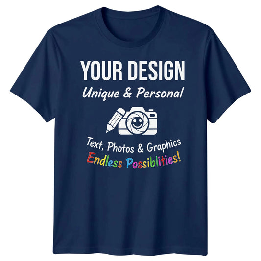 Personalised T Shirts Mens Womens Kids UK Any Text And Photo Custom Design Tee