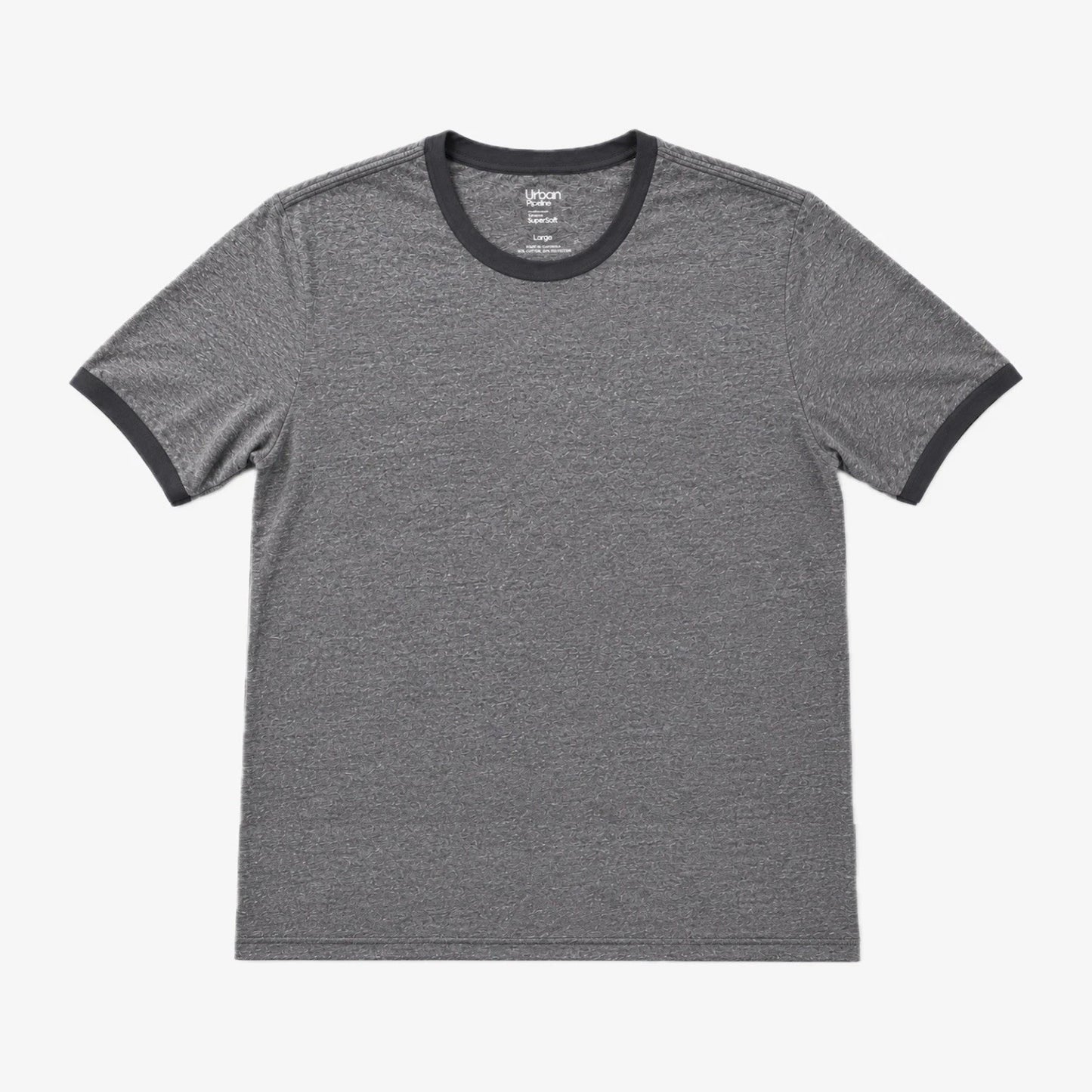 Urban Pipeline Mens Large Gray Ringer Tee SuperSoft Cotton Blend Shirt
