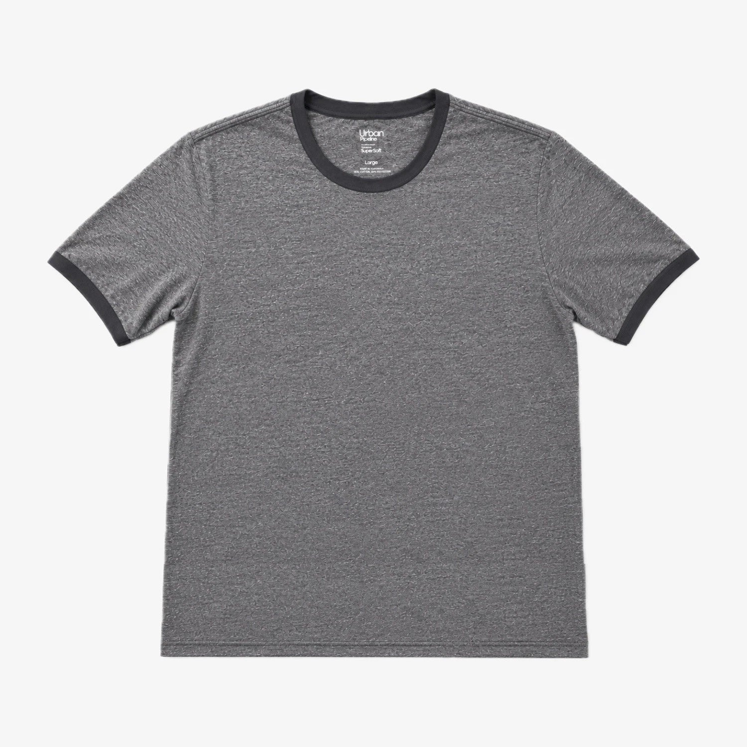 Urban Pipeline Mens Large Gray Ringer Tee SuperSoft Cotton Blend Shirt