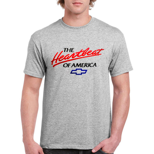 The Heartbeat Of America Logo - Retro Chevy Ringspun Cotton Sport Gray T-shirt