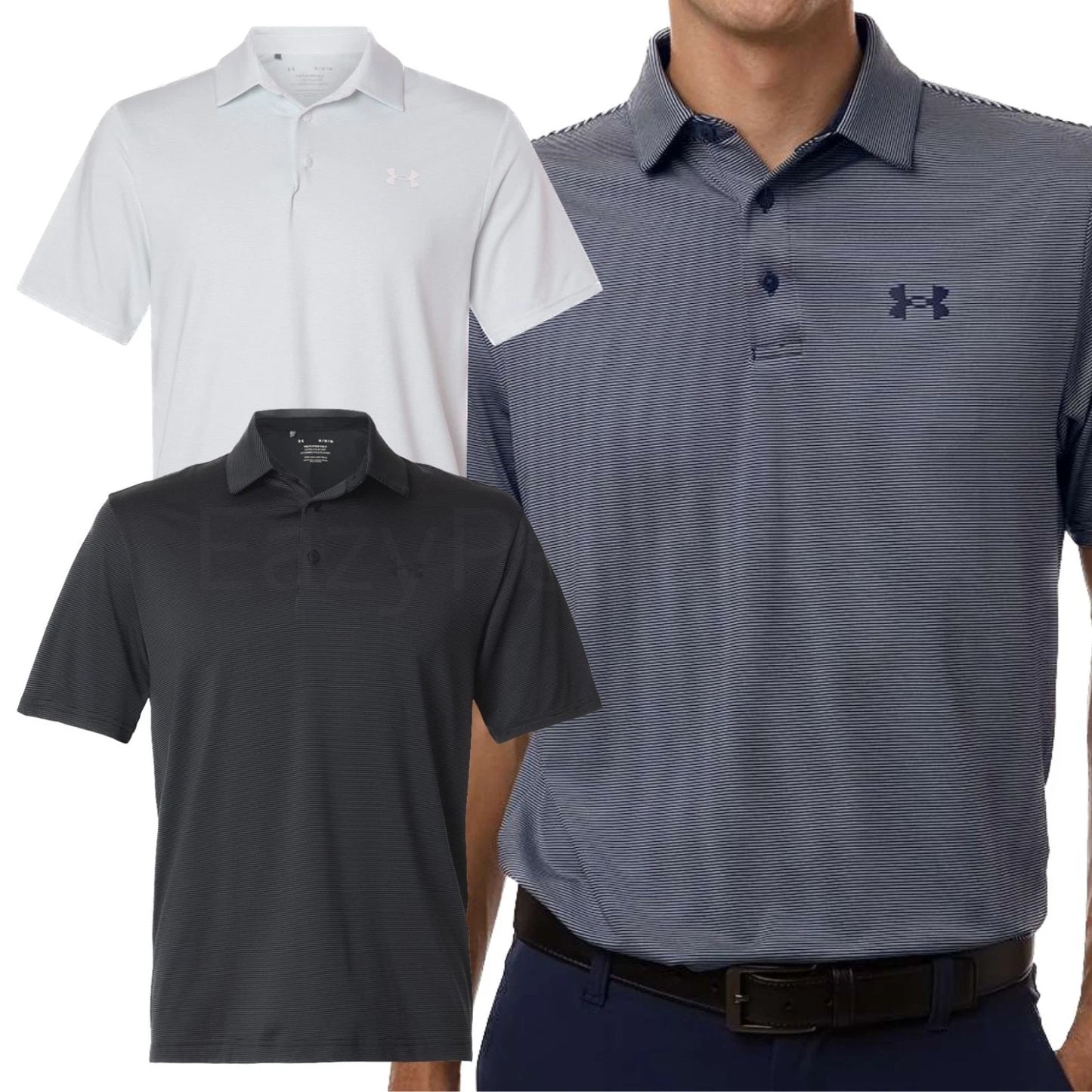 Under Armour Mens Size S-3XL Playoff 3.0 Stripe DriFIT Polo Golf Shirt UPF 40