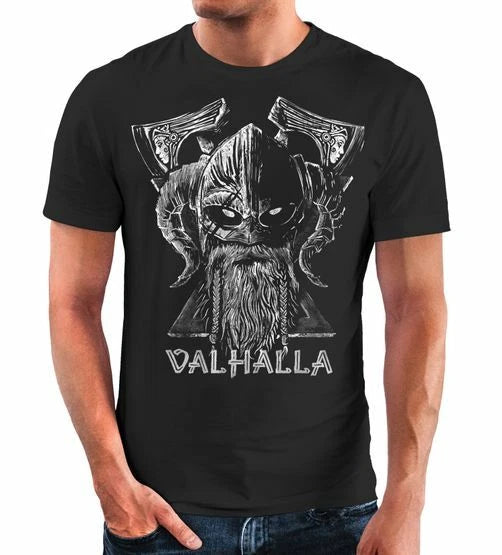 Men's T-Shirt Printed Valhalla Viking Odin Wotan Axe Print Muscle Shirt