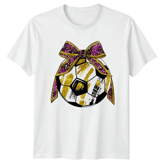 Cheetah Print Bow Soccer Mom Womens T-Shirt Soccer Mom Football Mothers Day Gift