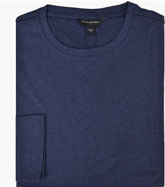 MENS XL BANANA REPUBLIC LUXE TOUCH PERFORMANCE SHIRT LONG SLEEVE PREPPY NAVY NWT
