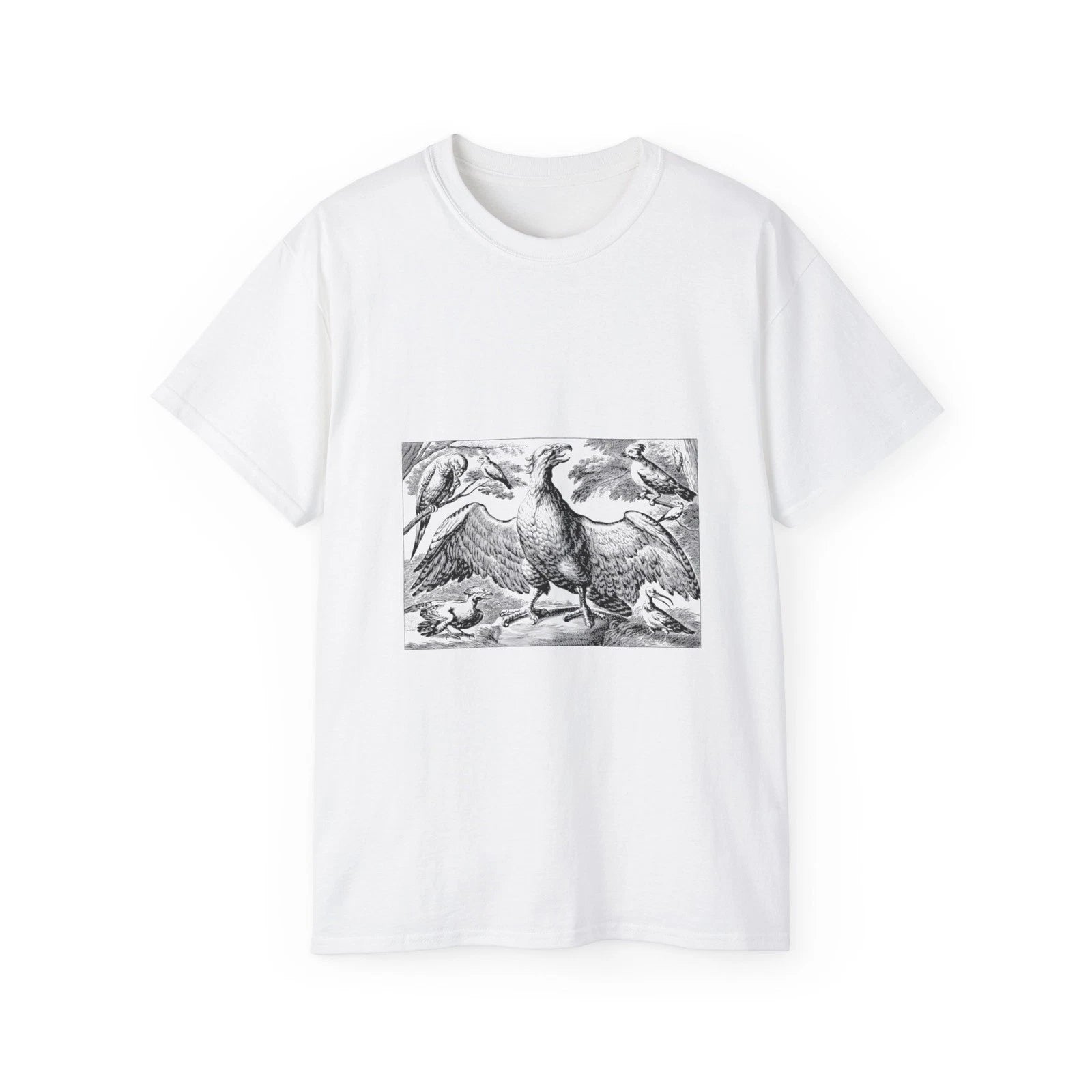 Birds Forest Line Art Eagle Vintage Retro | Custom Graphic T-Shirt