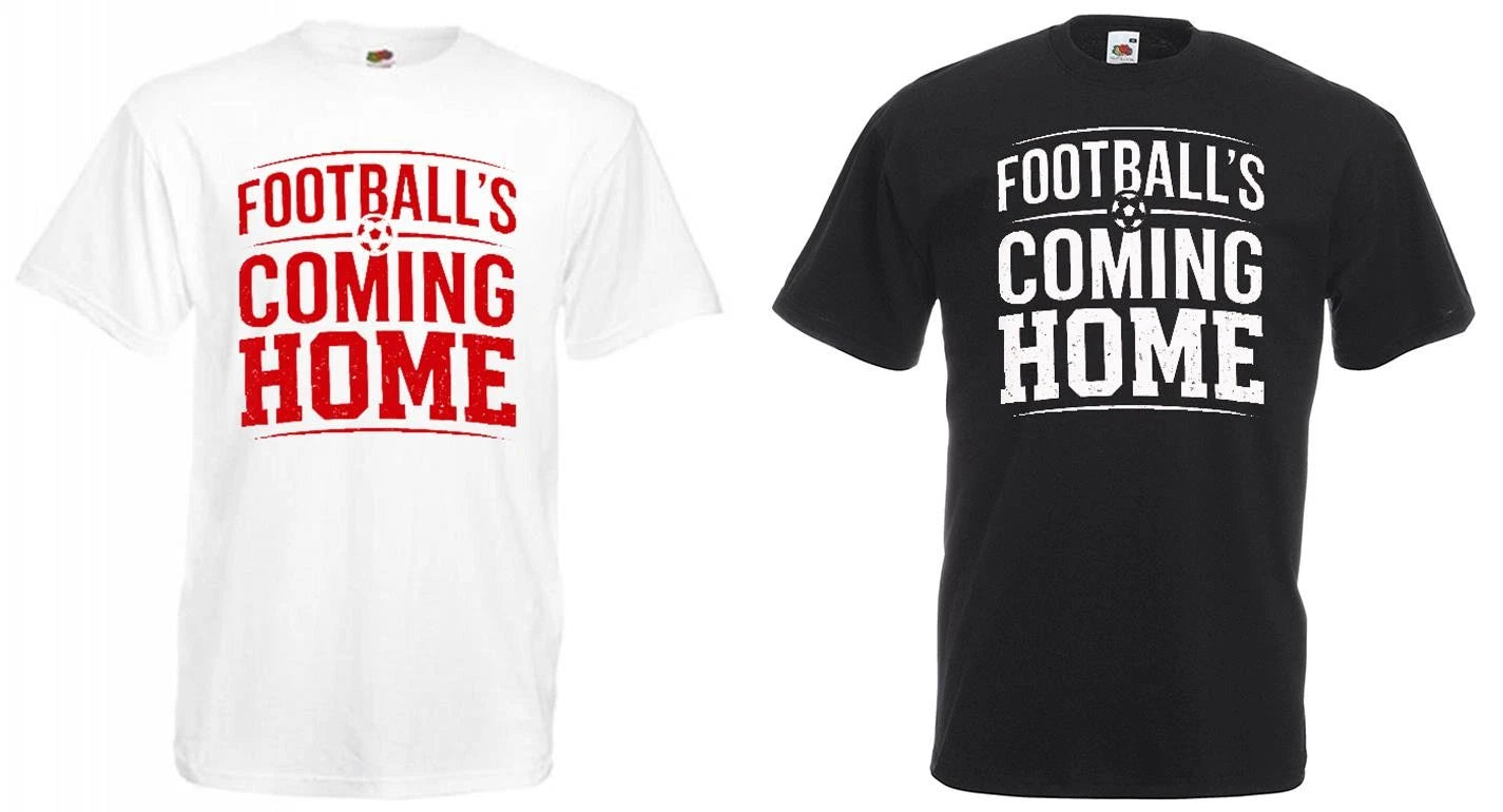 Adults Footballs Coming Home Pistol Font England Supporter Unisex T-Shirt