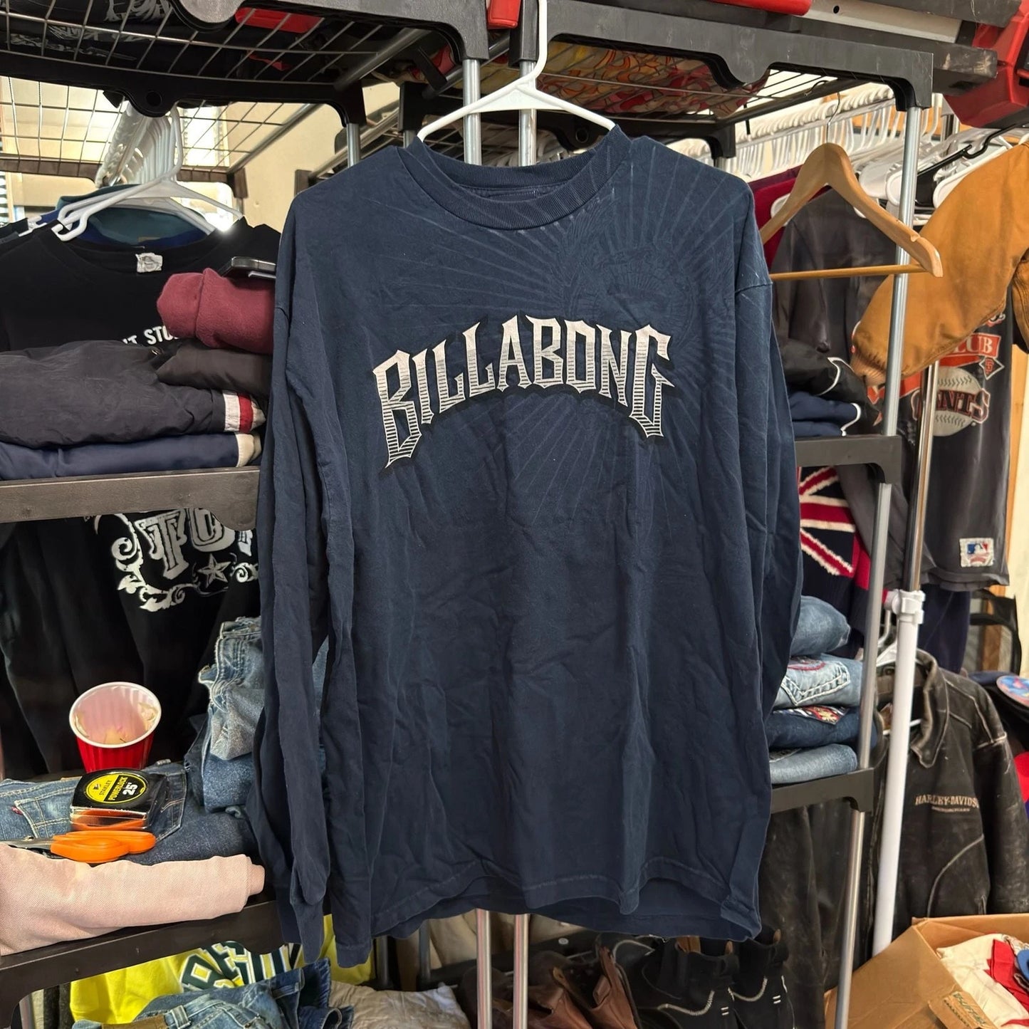 Billabong Long Sleeve Graphic T-Shirt Navy Blue Size XL
