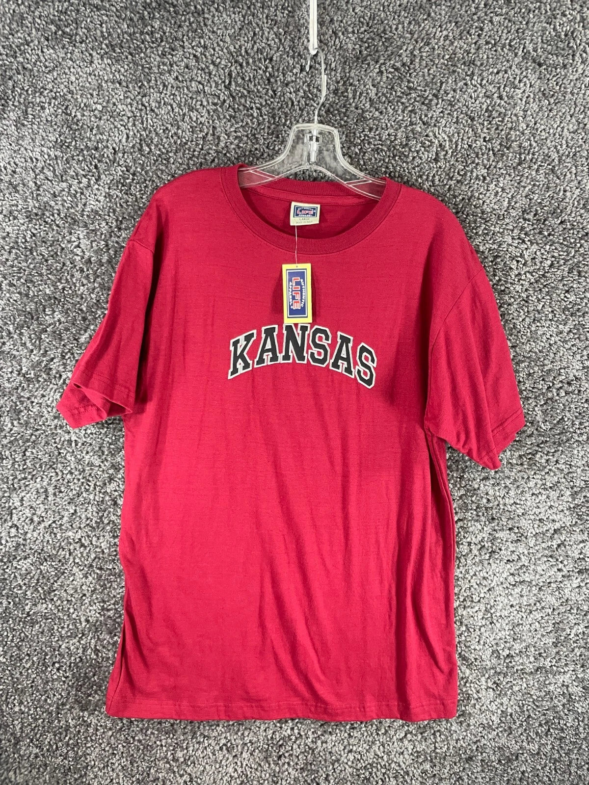 Authentic Life Apparel Kansas Embroidered Men's Large Red Short Sleeve Tee