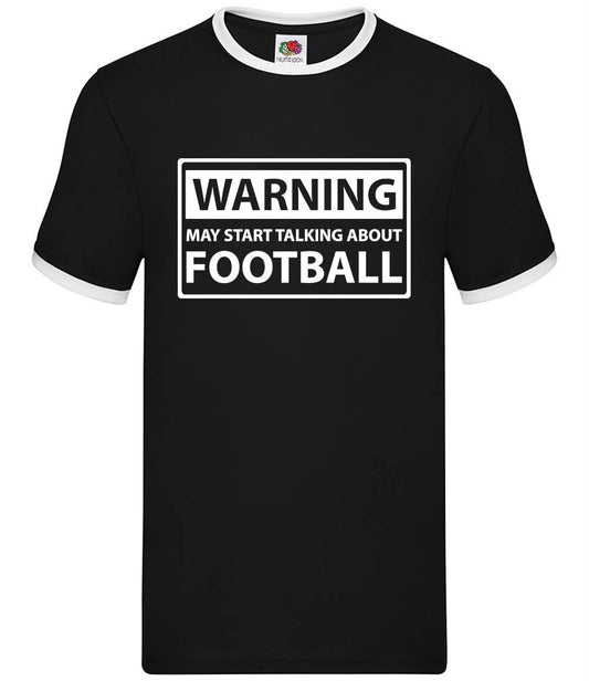 Warning Football Zone - Mens Ringer - Soccer Footy Team Player Fan