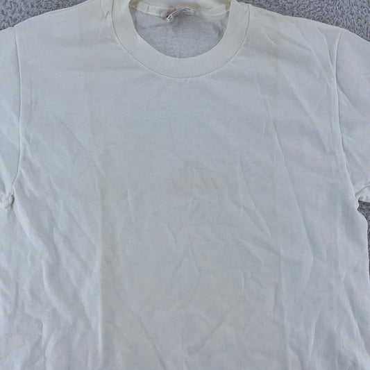 Vintage Blank White Hanes Shirt Mens Medium Heavyweight Tee T-Shirt 90s