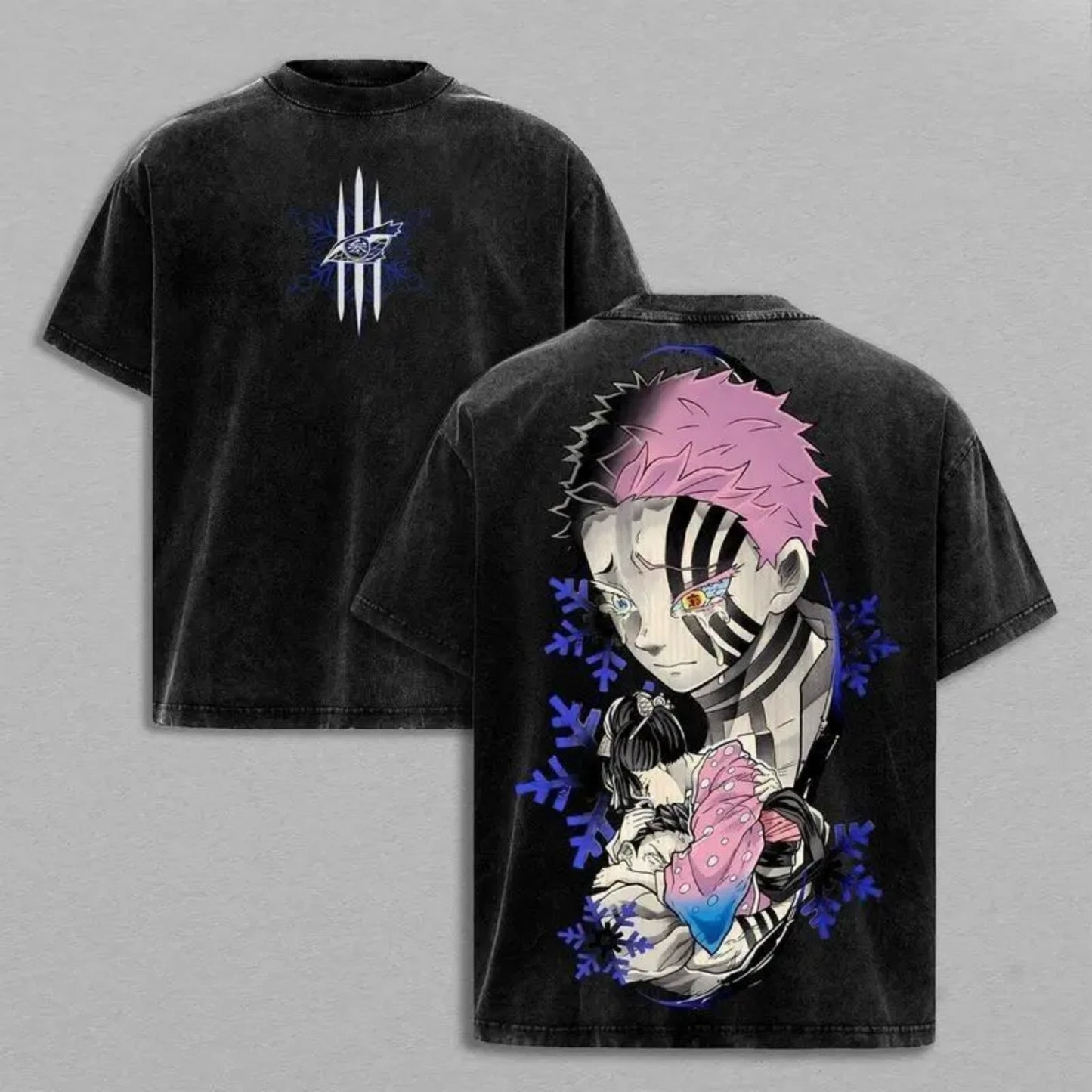 Akaza vs Koyuki Oversized Washed T-Shirt – Demon Slayer Kimetsu no Yaiba Vintage