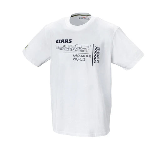 NEW MENS CLAAS 500,000 COMBINES T-SHIRT - WHITE