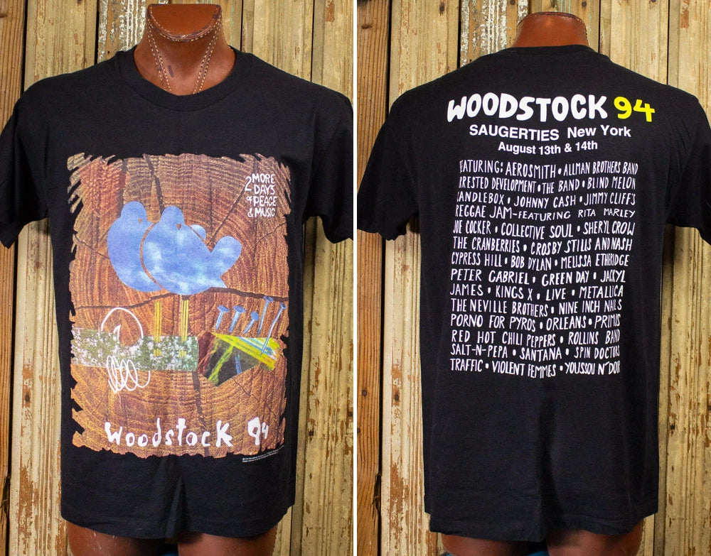Vintage Woodstock '94 Festival Concert T Shirt 1994 Black