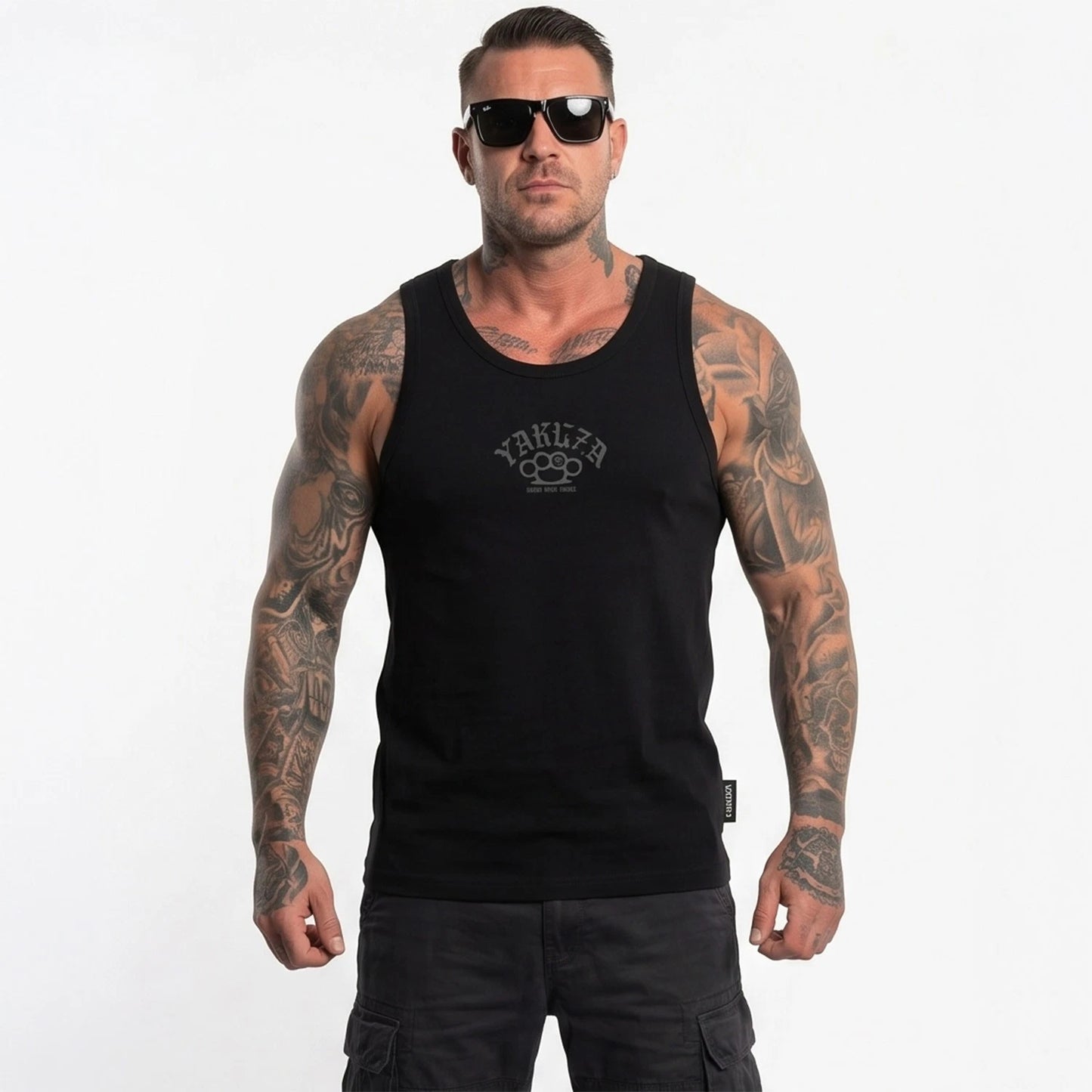 New Yakuza Men's Crusher Slim Racer Basic Tank Top Shirt - Black