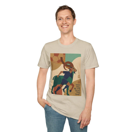 Geometric Ibex Illustration 2026 Soccer T-Shirt | Stylized Mountain Goat Art
