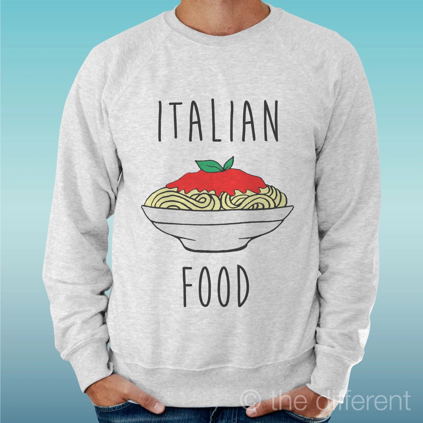 Felpa Man Light Sweater Light Grey " Italian Food 'Road To Happiness