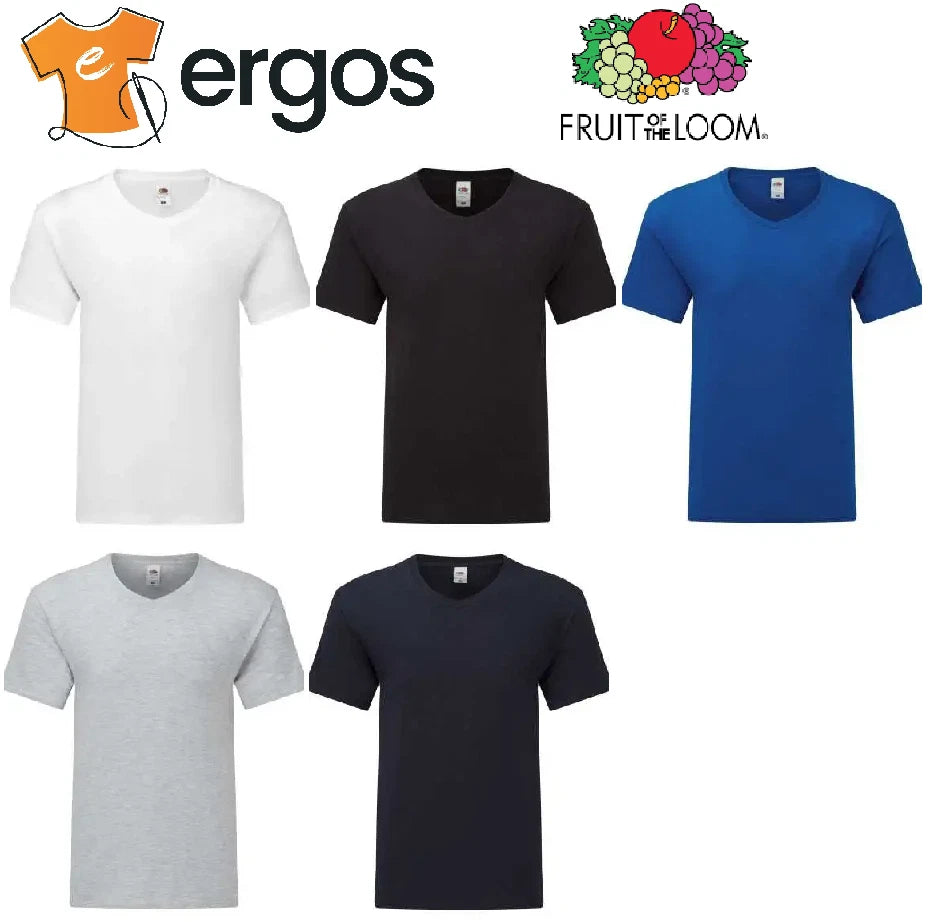 FRUIT OF THE LOOM T-shirt 100% Cotton V-Neck Short Sleeve T-Shirt FR614420