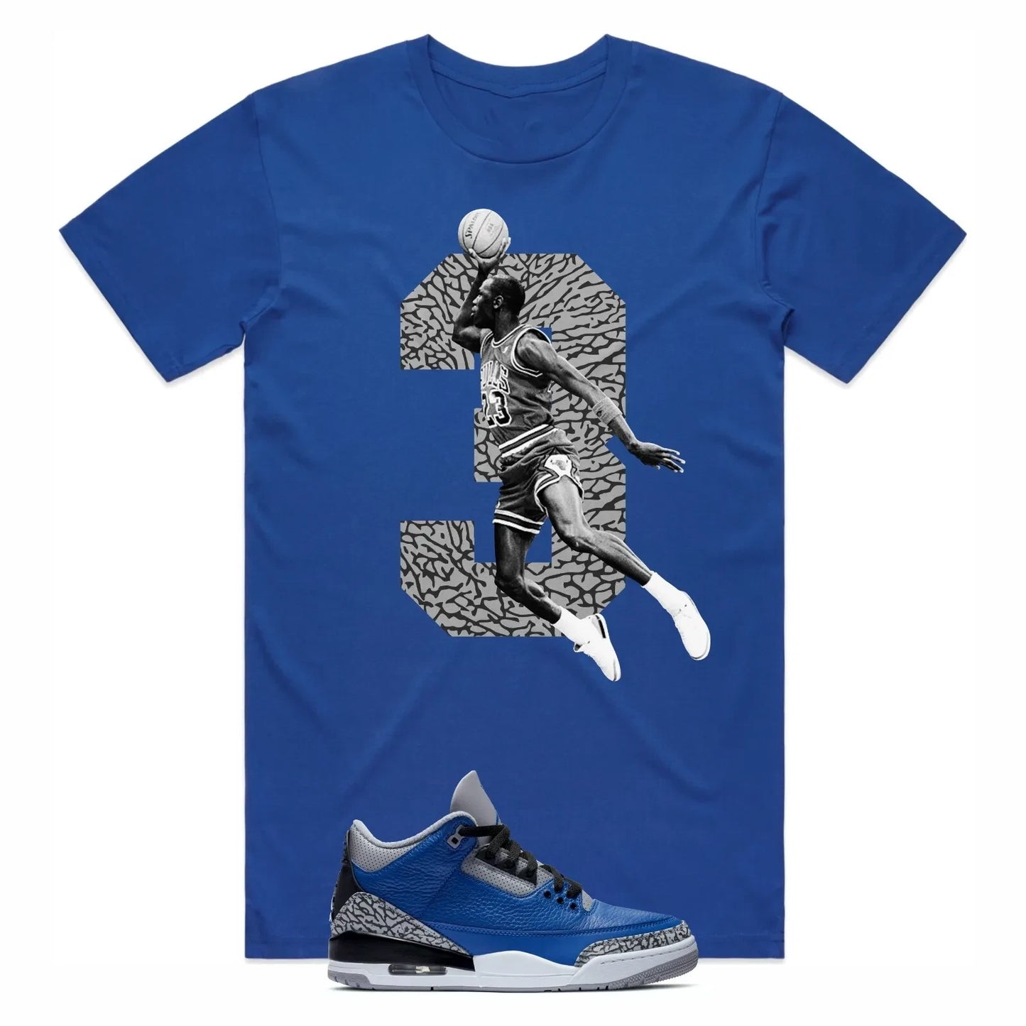 Shirt to Match Air Jordan Retro 3 Varsity Royal - AJ3 Sneaker Matching Tee