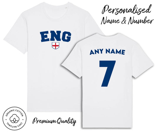 England ENG T-Shirt Personalised Name & No World Cup 2026 Kit Football 6 Nations