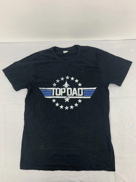 Custom Graphic Short Sleeve Shirt Black Top Dad Adult Size Large