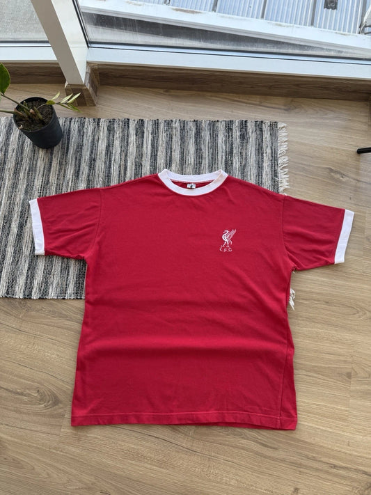 LIVERPOOL VINTAGE 80s COTTON FOOTBALL T-SHIRT SOOCER JERSEY RED L.F.C Sz M